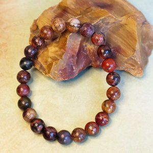 Natural Genuine Red Creek Jasper Bead Bracelet